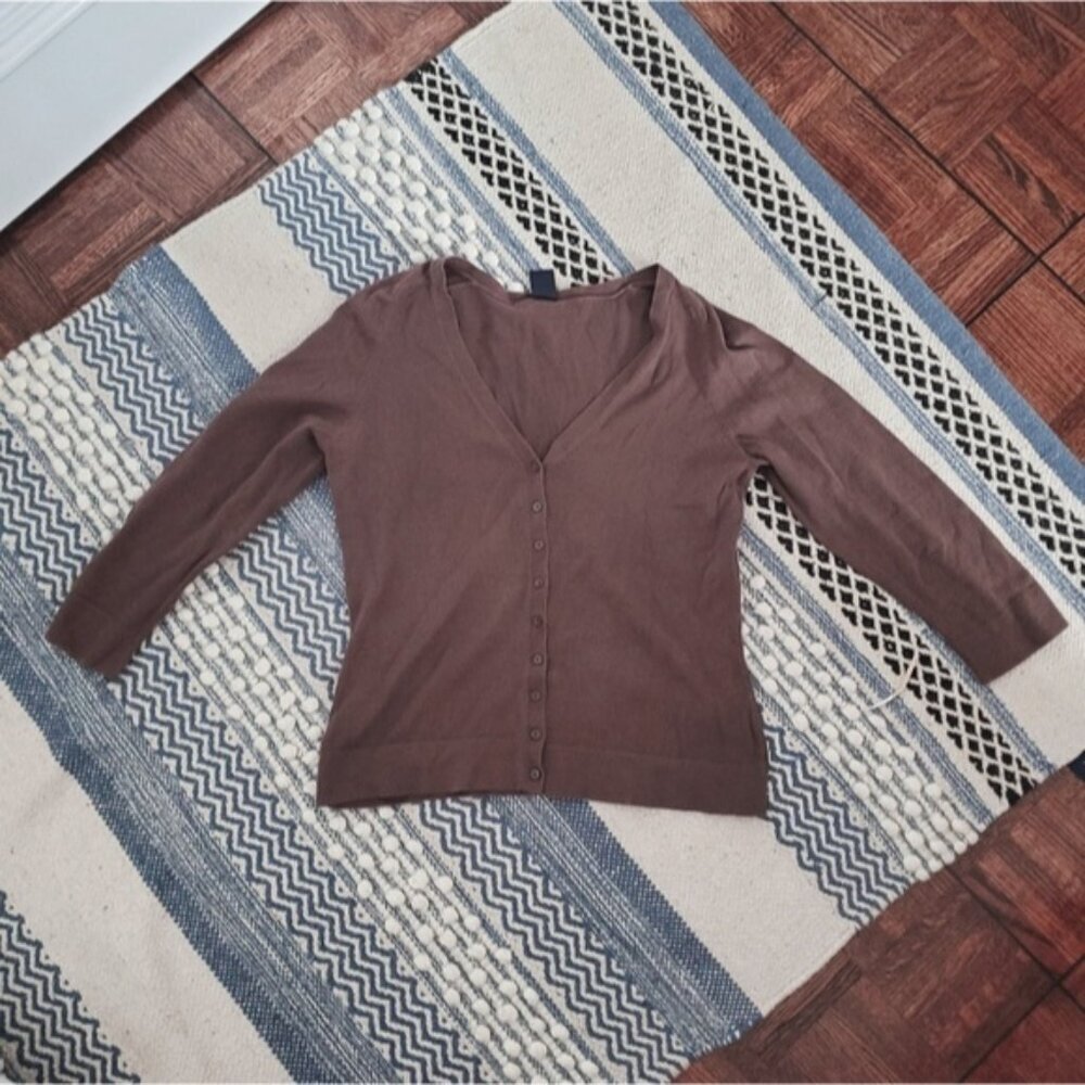 GAP Brown Button Down  ¾ Sleeved Cardigan- L (Smaller fit)